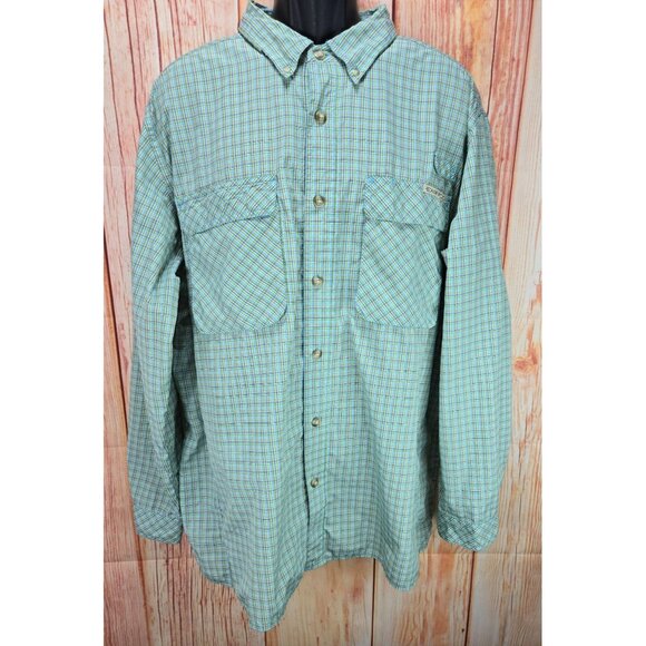 Exofficio Mens Plaid Long Sleeve Shirt XXL Lightweight Polyester Mesh Green - Picture 1 of 7